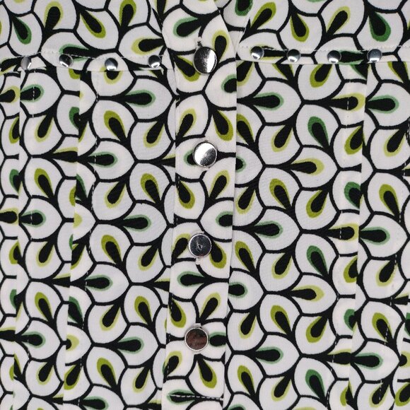 NWT Cocomo Plus Size 3X White Multi Color Studded Pintuck 3/4 Sleeve Blouse Top - Picture 3 of 6